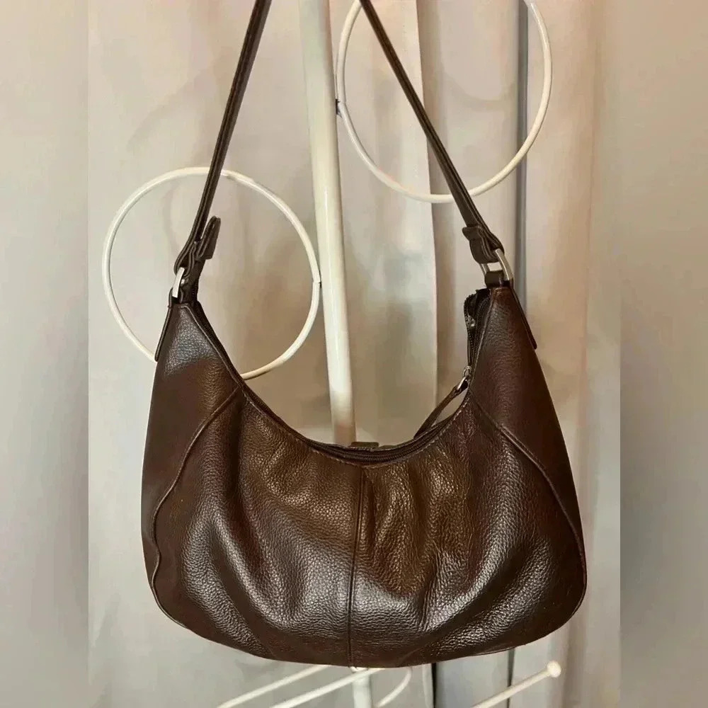 Mossimo Brown Pebble Leather Hobo Shoulder Bag - Picture 4 of 11
